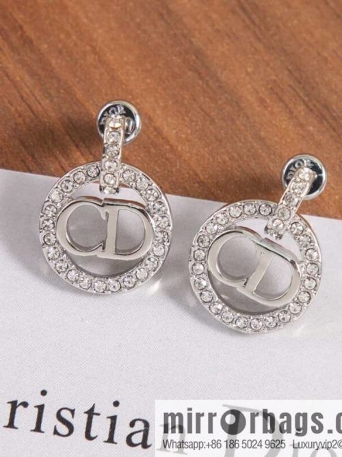 New ☑️ DIOR silver diamond CD stud earrings