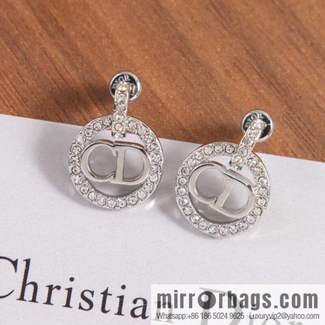 New ☑️ DIOR silver diamond CD stud earrings