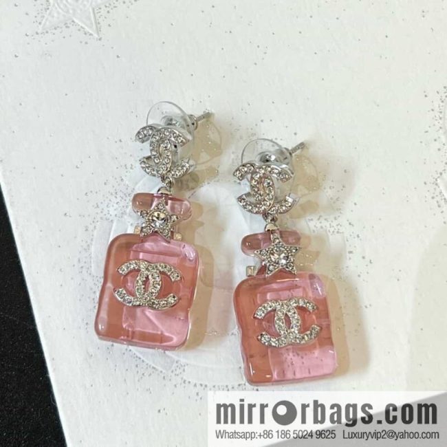 New ☑️ chanel c2 double c pink perfume bottle earrings