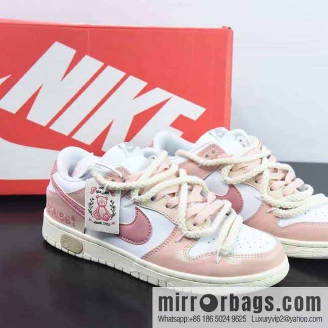 NK SB Dunk Low deconstruction drawstring low top, white pink graffiti printed item number: DD1503 121