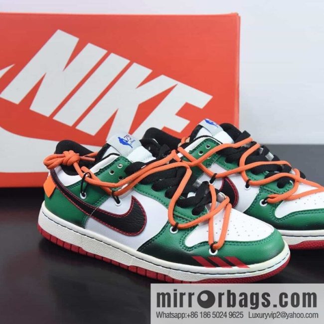 NK SB Dunk Low deconstruction drawstring low help 75th anniversary white-green graffiti printed item number: DD6288-100-54