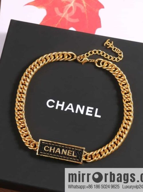 New ☑️ Chanel Double C Black Stripe Leather Necklace Necklace