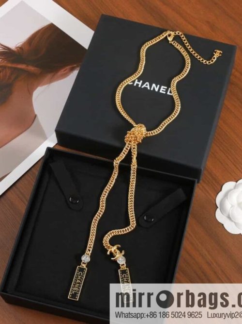New ☑️ Chanel double c black strip leather necklace sweater chain