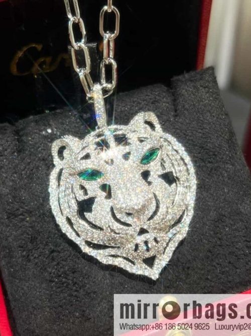 Cartier PANTHÜRE DECARTIER Jungle Series Full Diamond Tiger Head Necklace