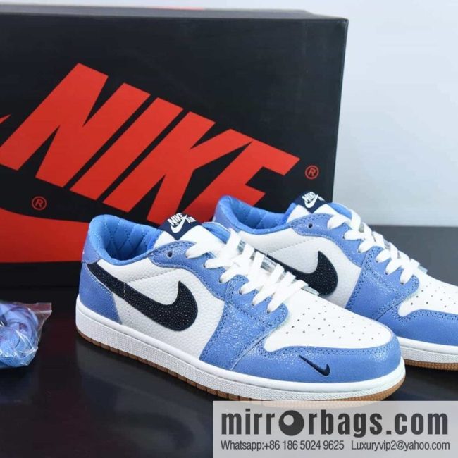 NK Air Jordan 1 Low AJ1 Joe 1 black and white blue burst pattern, low-top cultural basketball shoes, item number: DZ0791-102
