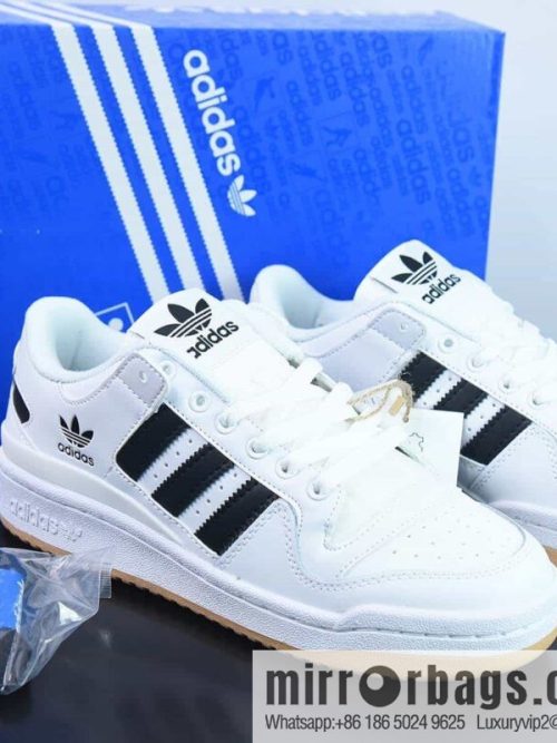 Adi AD Originals Forum 84 Low Roman series velcro low top Vintage lace-up versatile casual sports shoes \"leather (fabric) white and black raw rubber sole\" HP9088