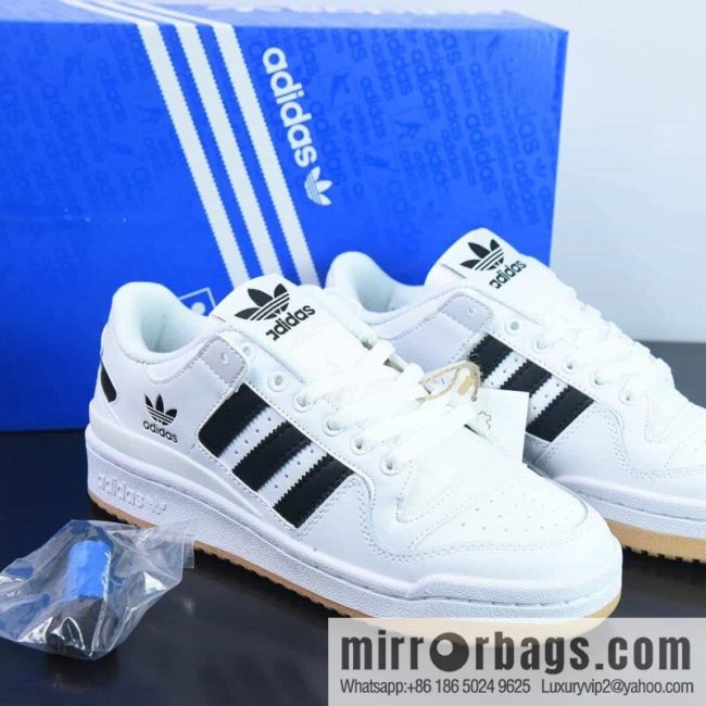 Adi AD Originals Forum 84 Low Roman series velcro low top Vintage lace-up versatile casual sports shoes \"leather (fabric) white and black raw rubber sole\" HP9088