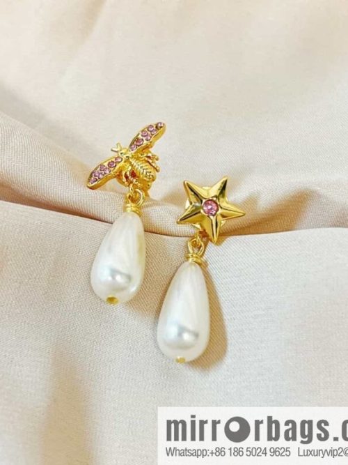 New ☑️ DIOR Dior Bee Star Pearl Stud Earrings