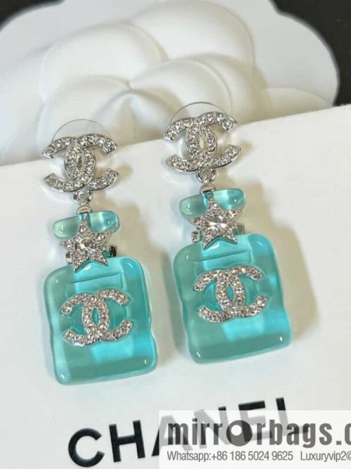 New ☑️ chanel c2 double c blue perfume bottle earrings