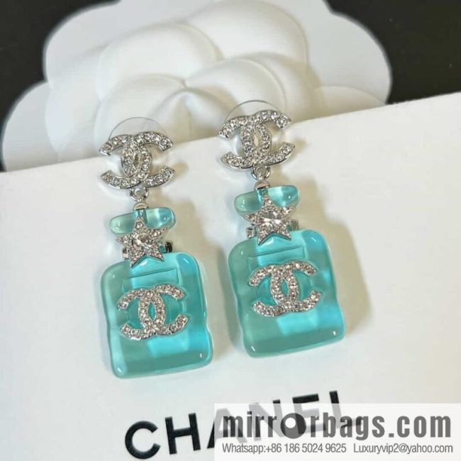 New ☑️ chanel c2 double c blue perfume bottle earrings
