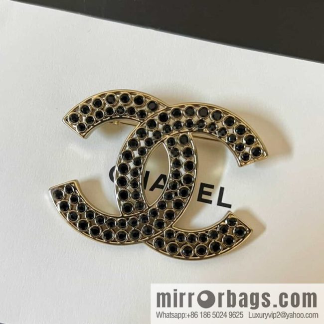 New ☑️ Chanel Double C Black Diamond Brooch