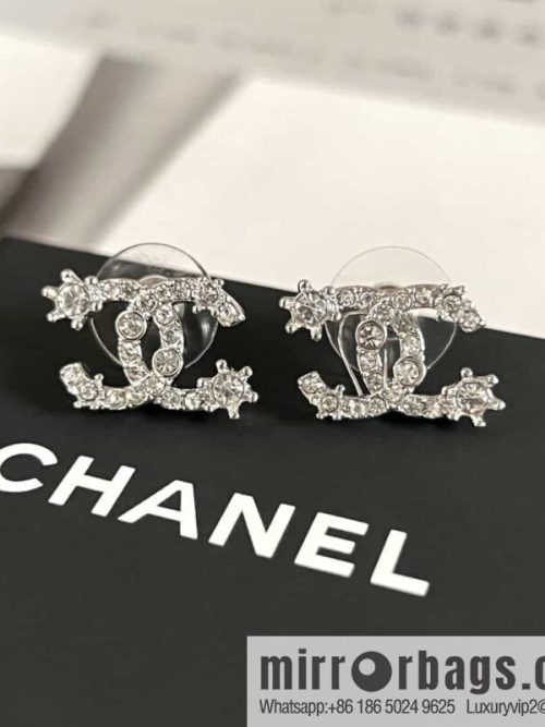 New ☑️ Chanel c1 double c full diamond snowflake stud earrings