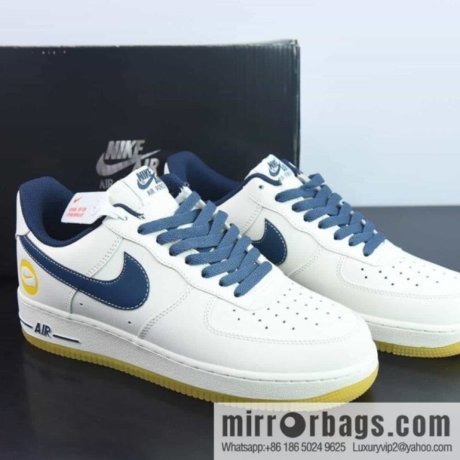 Nike Air Force 1 \'07 Low \"Milky White/Navy/Yellow\" Air Force One board shoes \"leather (fabric) beige navy blue yellow\" item number: XC2351-033