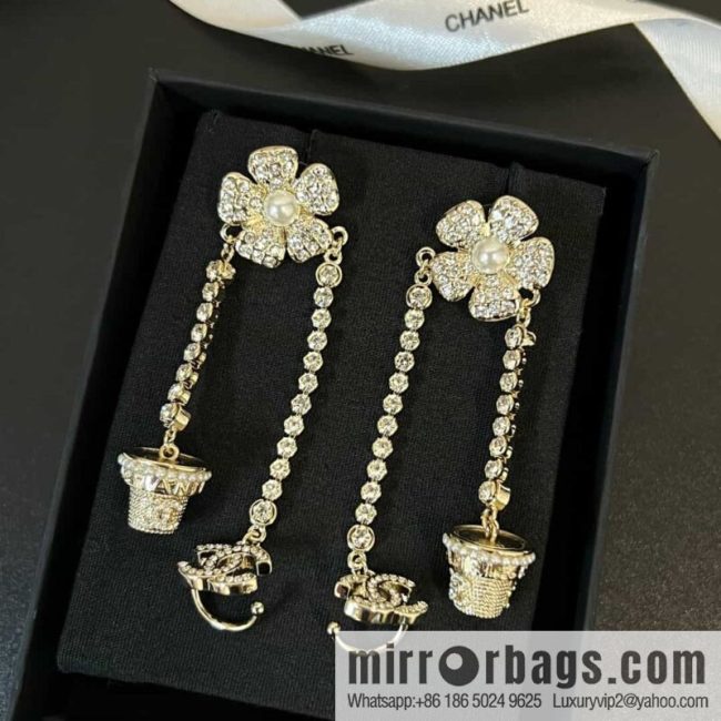 New ☑️ CHANEL CHANEL c2 double c flower pot earrings stud earrings