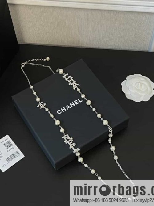 New ☑️ CHANEL Chanel full diamond letter pearl sweater chain necklace