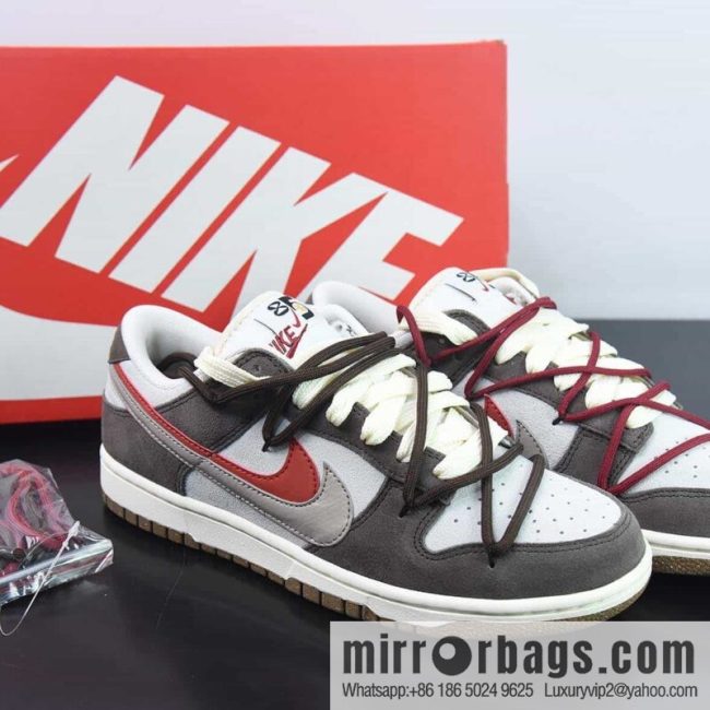 NK SB Dunk Low \"85\" gray red, double hook strap SB low-top sports and leisure board shoes, item number: DO9457-142