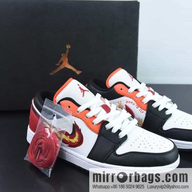 Air Jordan 1 Low Joe 1 Vintage low-top board shoes \"white, black and red flame hook\" item number: FJ7222-101