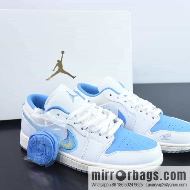 Air Jordan 1 Low \"Born To Fly\" Joe 1 Vintage Low Top Board Shoes \"Blue and White Flame\" FJ7219-441