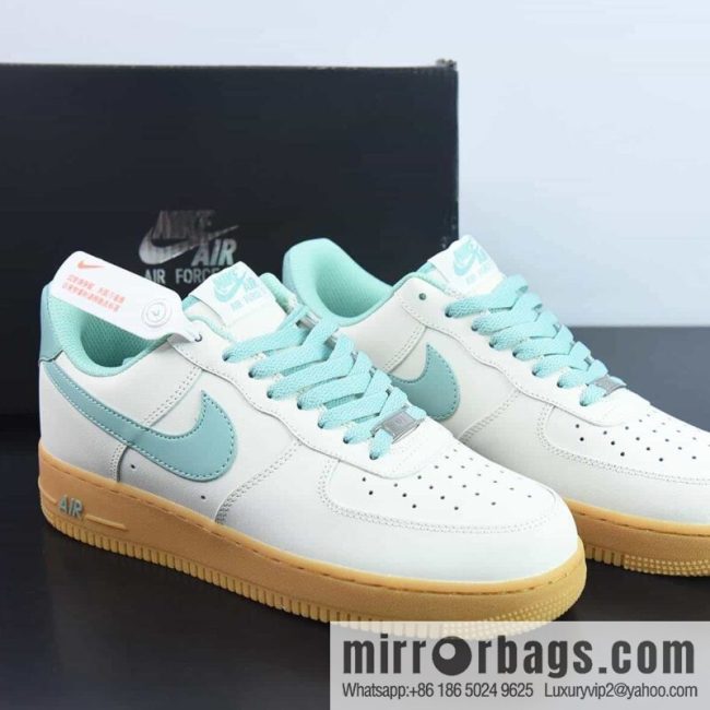 Nike Air Force 1 \'07 Low \"Milky White/Mint/Gum\" Air Force One \"leather (fabric) milky white mint green raw rubber bottom\" XC2351-055