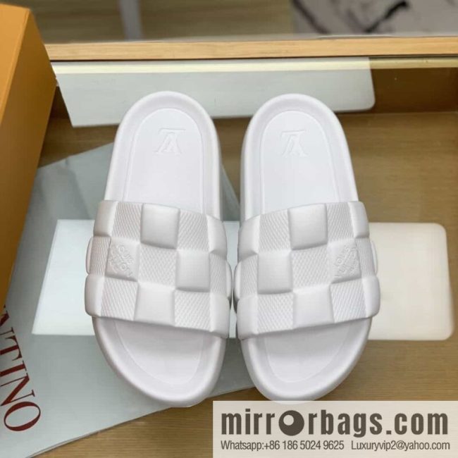 LV/Louis Vuitton features classic monogram printed His & Hers sandals