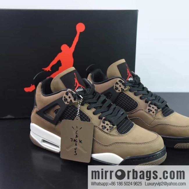 Air Jordan 4 \"Olive\" dark brown, limited to relatives and friends, mocha sneakers AJ4-882335