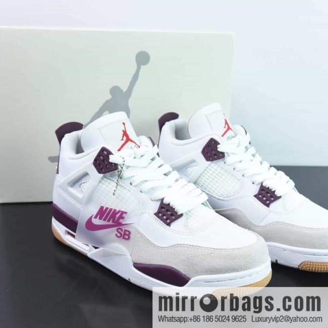 Nike SB x Air Jordan 4 AJ4 Pine Green SB joint white purple sneakers Part Number: DR5415-500