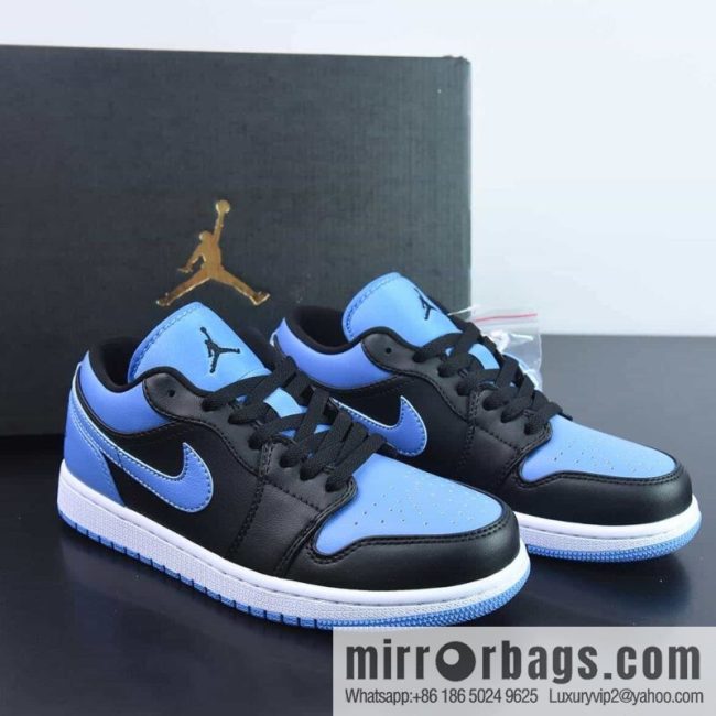 NK Air Jordan 1 Low SE \"Black University Blue\" AJ1 Jordan Generation Low Top Classic Vintage Cultural Leisure Sports Basketball Shoes \"Black and Blue North Carolina Blue\" Item Number: 553558-041