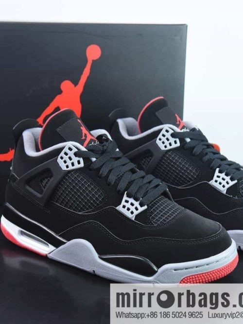 Air Jordan 4 Bred AJ4 black and red bull 19 years old replica sneakers item number: 308497-060