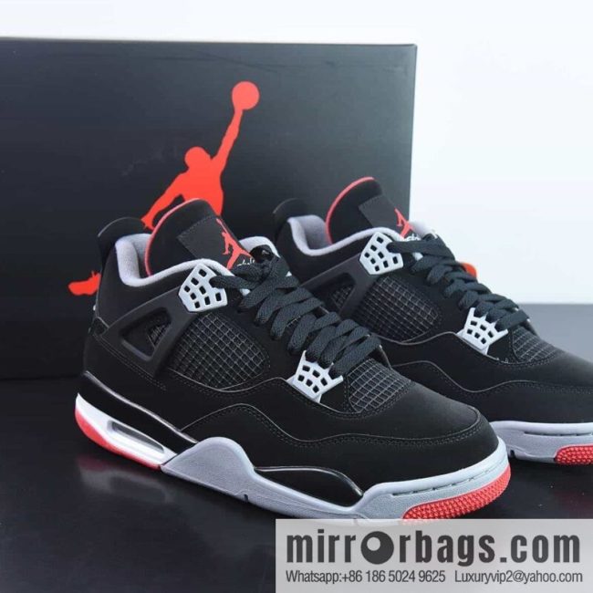 Air Jordan 4 Bred AJ4 black and red bull 19 years old replica sneakers item number: 308497-060