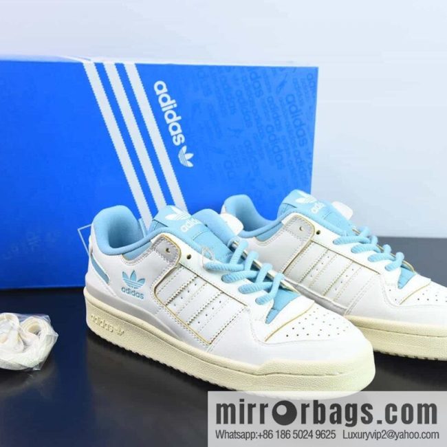 Adidas Forum 84 Low Adidas 84 CL classic velcro Vintage board shoes, milky white/blue, item number: FZ6342