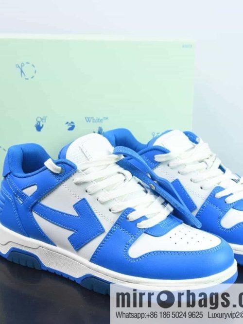 OFF-WHITE Out Of Office series low-top Vintage versatile casual sports shoes \"leather (fabric) white dark blue arrow\"