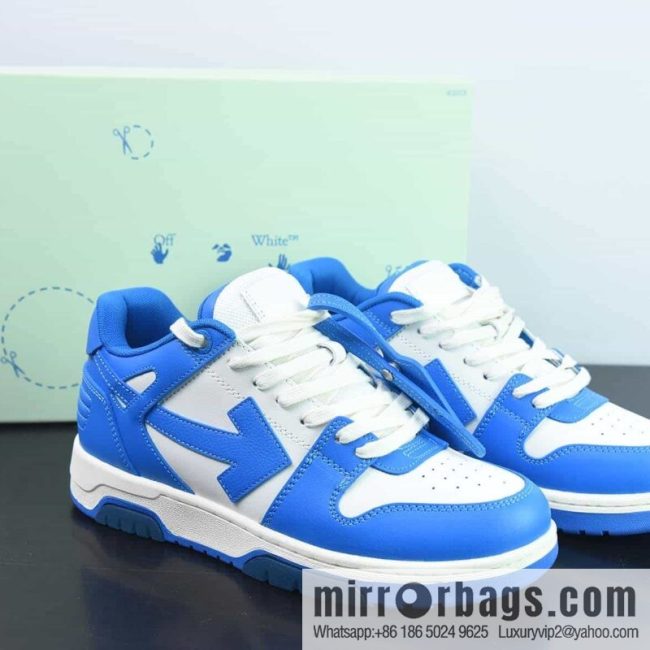 OFF-WHITE Out Of Office series low-top Vintage versatile casual sports shoes \"leather (fabric) white dark blue arrow\"