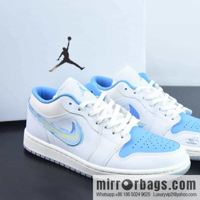 Air Jordan 1 Low animation white blue Joe 1 low-top culture basketball shoes, item number: FJ7219-441