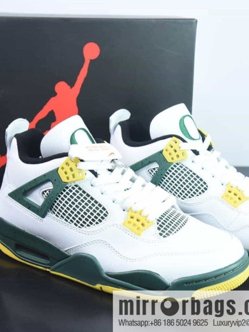 Air Jordan 4 Retro \"Oregon Ducks Pit Crew\" University of Oregon low-top sneakers Part Number: 257-255275