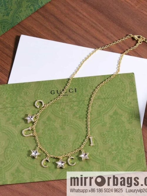 New Gucci Gucci fringed letter star pentagram necklace