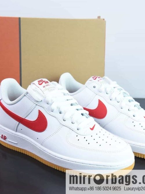Air Force 1 \'07 Low Air Force One, white and red raw rubber sneakers Item number: DJ3911-102