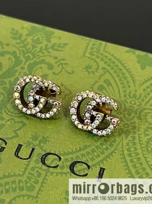 New Gucci Gucci double G full diamond stud earrings