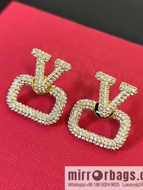 New ☑️ Valentino full diamond V gold stud earrings