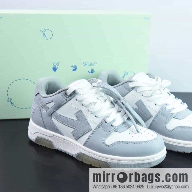OFF-WHITE Out Of Office series low-top Vintage versatile casual sports shoes \"leather (fabric) white gray arrow\"