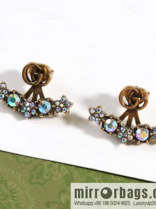 New Gucci Gucci double G full diamond stud earrings