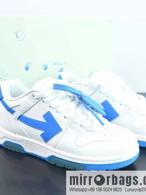 OFF-WHITE Out Of Office series low-top Vintage versatile casual sports shoes \"leather (fabric) white and blue arrows\"