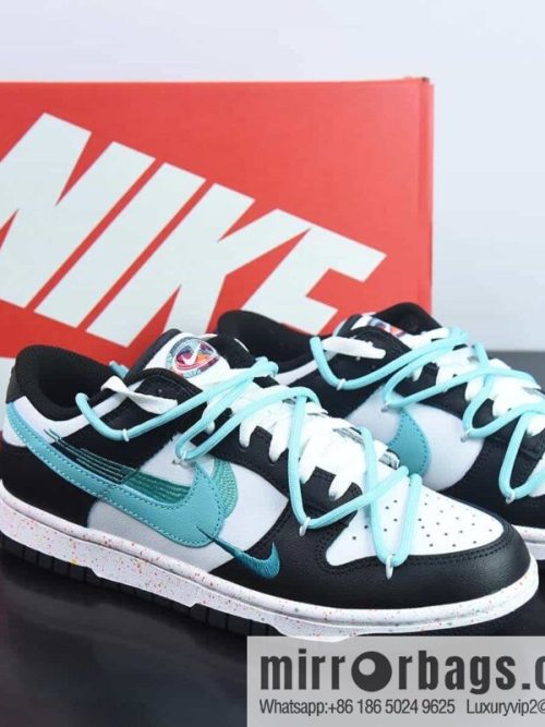 Nike SB Dunk Low splash ink black and blue, reverse three hooks, deconstruct drawstring shoelace Item number: FD4623-135