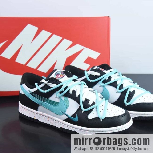 Nike SB Dunk Low splash ink black and blue, reverse three hooks, deconstruct drawstring shoelace Item number: FD4623-135