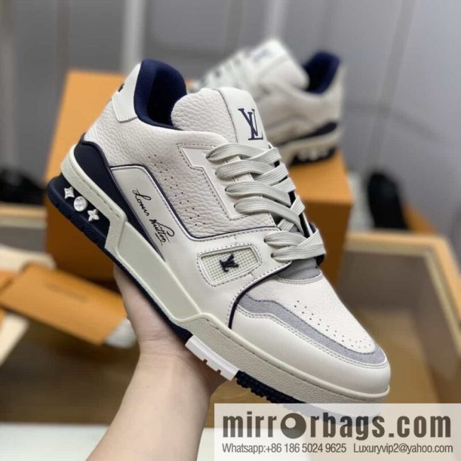 LV Louis Vuitton uses white calfskin to make His & Hers sports and leisure shoes
