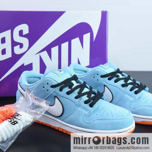 Nike SB Dunk Low Pro \"Club 58 Gulf\" Dunk Series Low Help Casual Sports Skateboard Shoes \"Suede Shallow Sea Blue and White 58\" Item Number: BQ6817-401