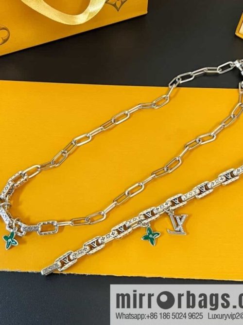 Louis Vuitton Louis Vuitton Green Medieval Series Letter LV Clover Necklace, Bracelet