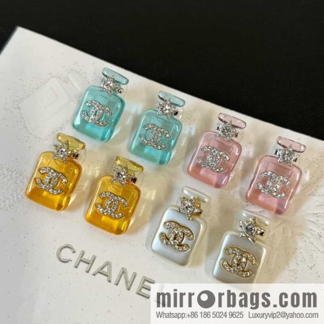 New ☑️ Chanel double c acrylic perfume bottle stud earrings