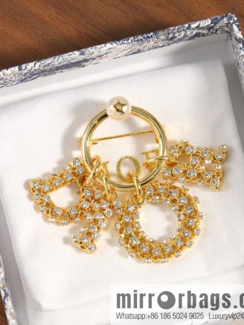 New ☑️ DIOR Dior hollowed out full diamond tassel letter brooch