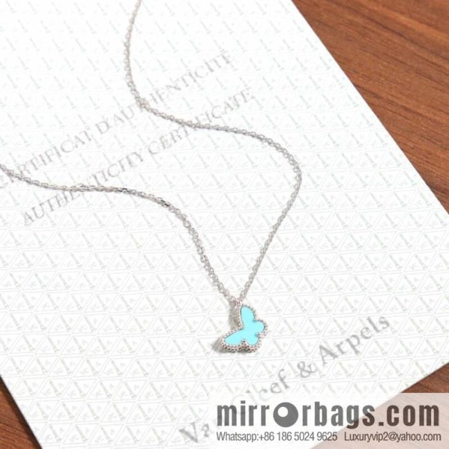 Van Cleef & Arpels Sweet Alhambra mini turquoise butterfly necklace, bracelet, stud earrings - Image 3