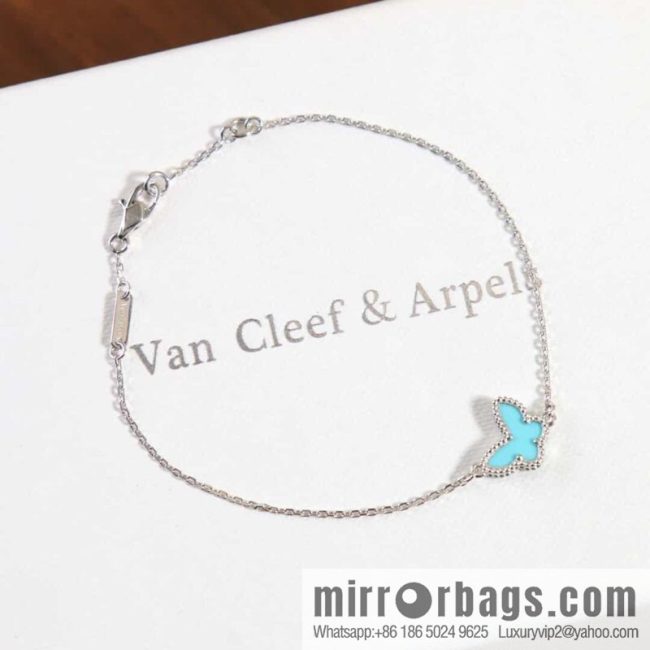 Van Cleef & Arpels Sweet Alhambra mini turquoise butterfly necklace, bracelet, stud earrings - Image 2